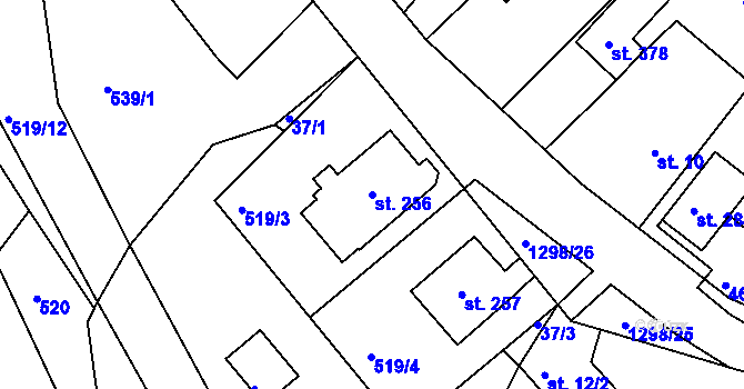 Parcela st. 256 v KÚ Lípa nad Orlicí, Katastrální mapa