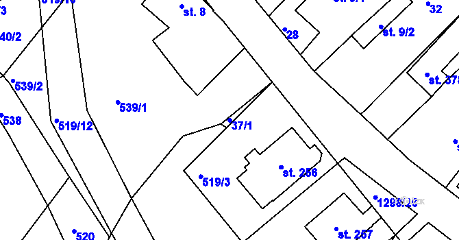Parcela st. 37/1 v KÚ Lípa nad Orlicí, Katastrální mapa