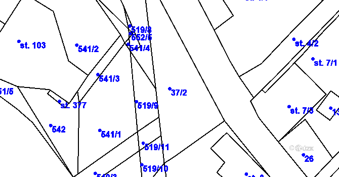 Parcela st. 37/2 v KÚ Lípa nad Orlicí, Katastrální mapa