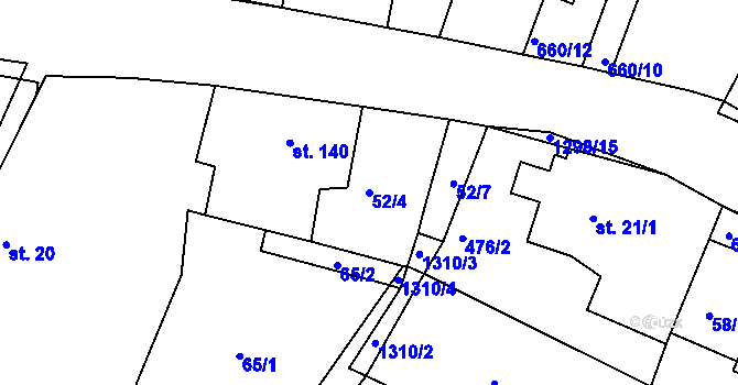Parcela st. 52/4 v KÚ Lípa nad Orlicí, Katastrální mapa