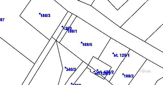 Parcela st. 188/5 v KÚ Lípa nad Orlicí, Katastrální mapa