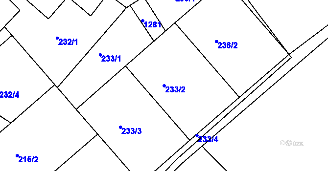 Parcela st. 233/2 v KÚ Lípa nad Orlicí, Katastrální mapa