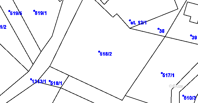 Parcela st. 518/2 v KÚ Lípa nad Orlicí, Katastrální mapa