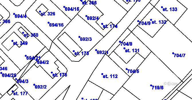 Parcela st. 692/1 v KÚ Lípa nad Orlicí, Katastrální mapa