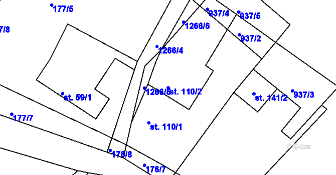 Parcela st. 110/2 v KÚ Lípa nad Orlicí, Katastrální mapa