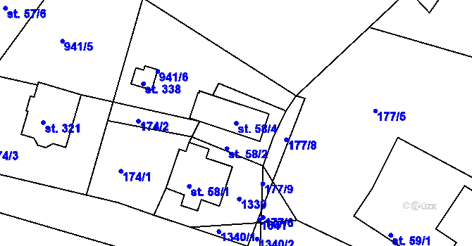 Parcela st. 58/4 v KÚ Lípa nad Orlicí, Katastrální mapa