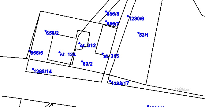 Parcela st. 313 v KÚ Lípa nad Orlicí, Katastrální mapa