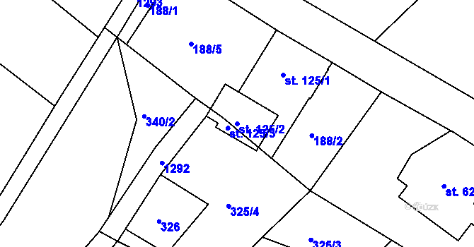 Parcela st. 125/2 v KÚ Lípa nad Orlicí, Katastrální mapa