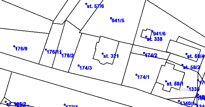 Parcela st. 321 v KÚ Lípa nad Orlicí, Katastrální mapa