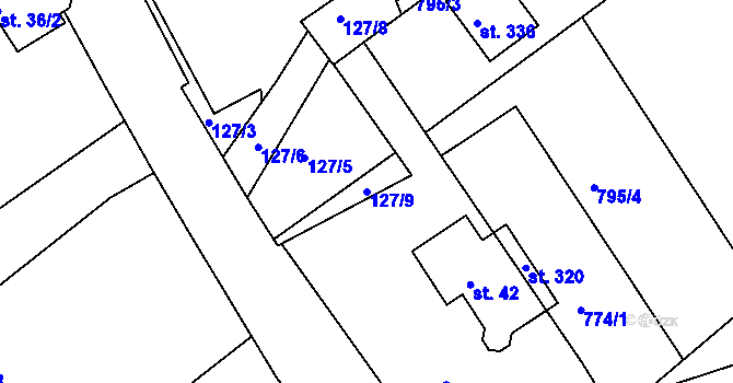 Parcela st. 127/9 v KÚ Lípa nad Orlicí, Katastrální mapa