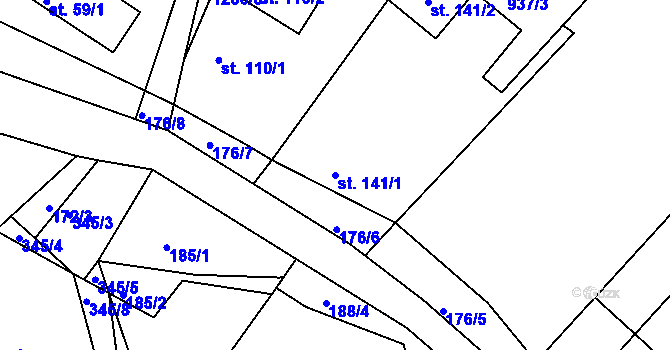 Parcela st. 141/1 v KÚ Lípa nad Orlicí, Katastrální mapa