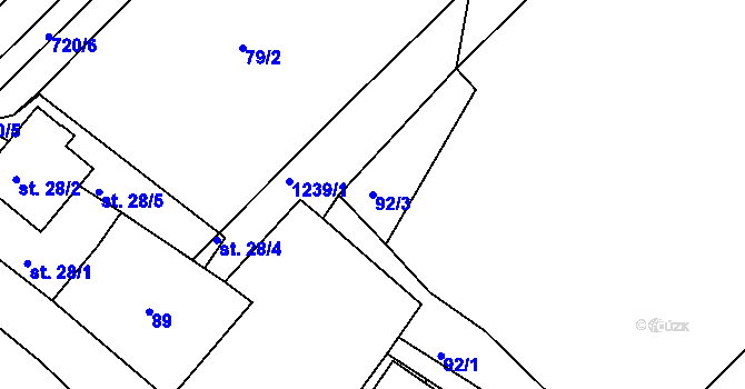 Parcela st. 92/3 v KÚ Lípa nad Orlicí, Katastrální mapa
