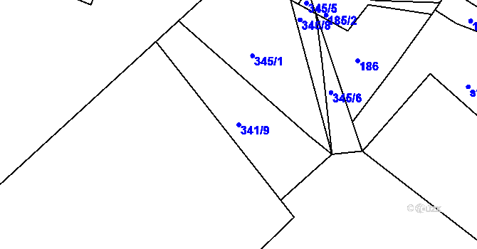 Parcela st. 341/9 v KÚ Lípa nad Orlicí, Katastrální mapa