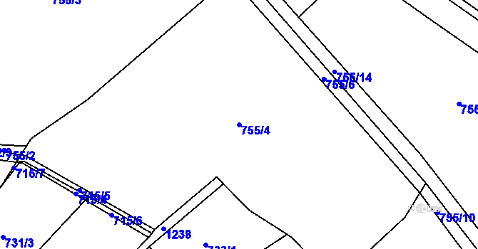 Parcela st. 755/4 v KÚ Lípa nad Orlicí, Katastrální mapa