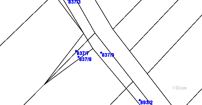 Parcela st. 837/9 v KÚ Lípa nad Orlicí, Katastrální mapa