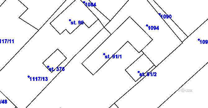Parcela st. 91/1 v KÚ Lípa nad Orlicí, Katastrální mapa