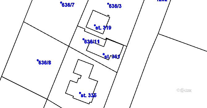 Parcela st. 361 v KÚ Lípa nad Orlicí, Katastrální mapa