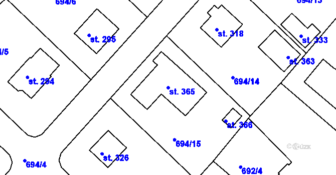 Parcela st. 365 v KÚ Lípa nad Orlicí, Katastrální mapa