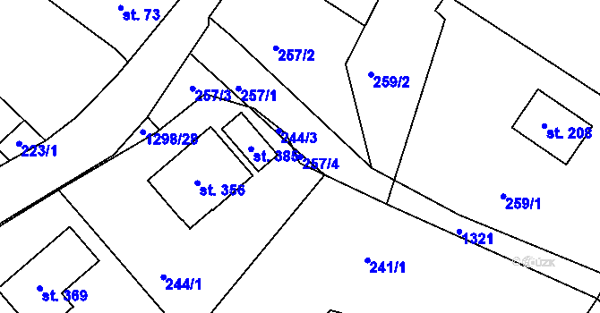 Parcela st. 257/4 v KÚ Lípa nad Orlicí, Katastrální mapa