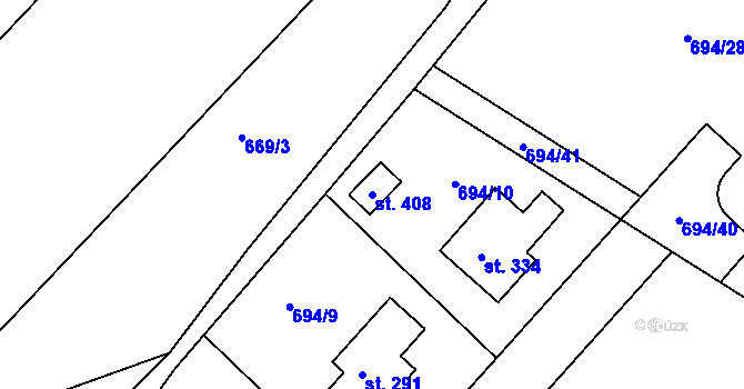 Parcela st. 408 v KÚ Lípa nad Orlicí, Katastrální mapa