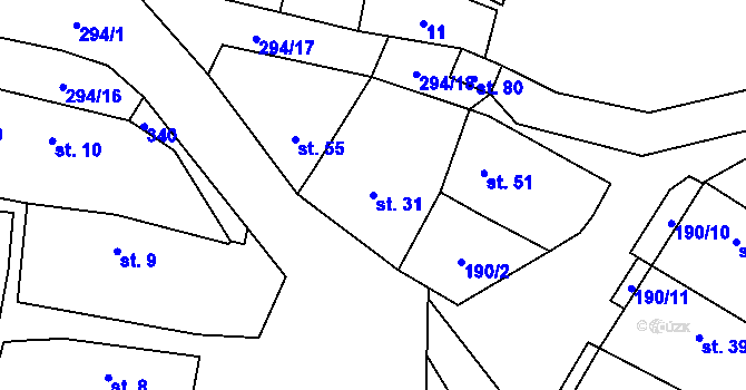 Parcela st. 31 v KÚ Lipany u Vitic, Katastrální mapa