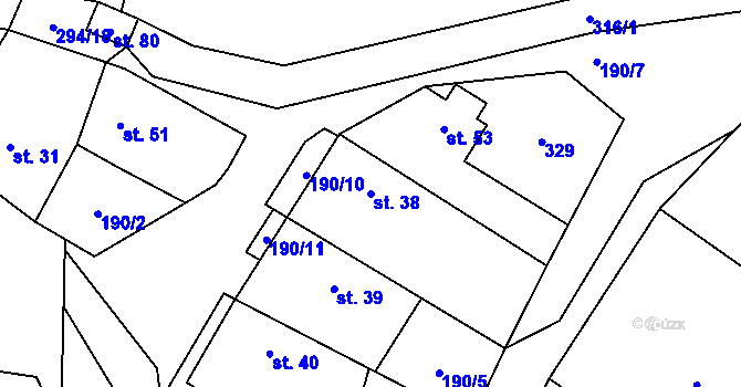 Parcela st. 38 v KÚ Lipany u Vitic, Katastrální mapa