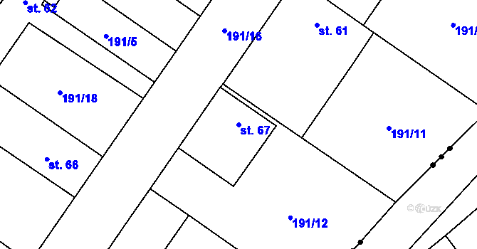 Parcela st. 67 v KÚ Lipany u Vitic, Katastrální mapa