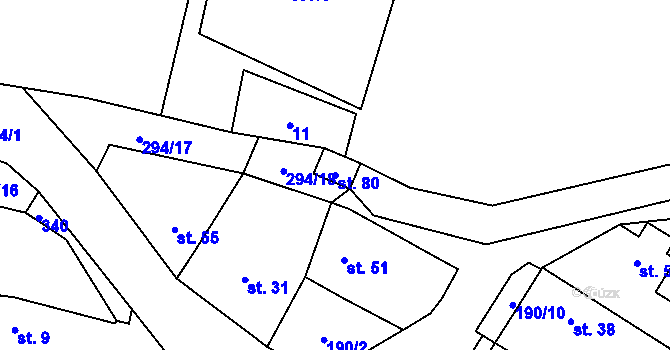 Parcela st. 80 v KÚ Lipany u Vitic, Katastrální mapa
