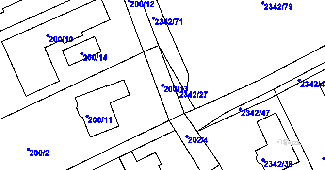 Parcela st. 200/13 v KÚ Lipence, Katastrální mapa