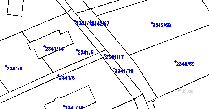 Parcela st. 2341/17 v KÚ Lipence, Katastrální mapa