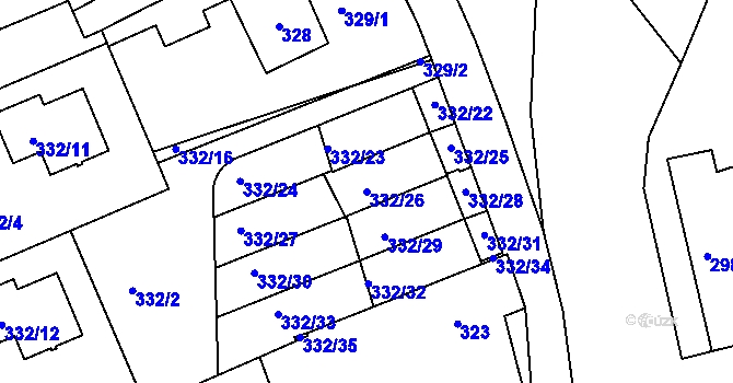 Parcela st. 332/26 v KÚ Lipence, Katastrální mapa