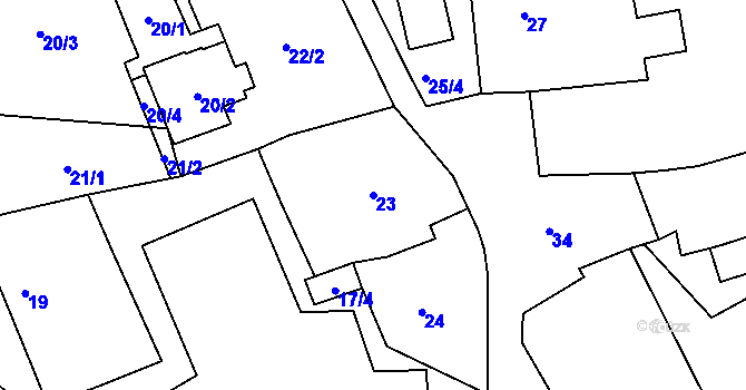 Parcela st. 23 v KÚ Lipence, Katastrální mapa
