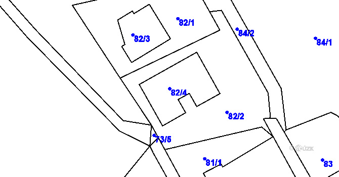 Parcela st. 82/4 v KÚ Lipence, Katastrální mapa