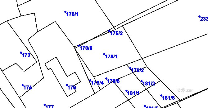 Parcela st. 178/1 v KÚ Lipence, Katastrální mapa