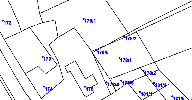 Parcela st. 178/5 v KÚ Lipence, Katastrální mapa