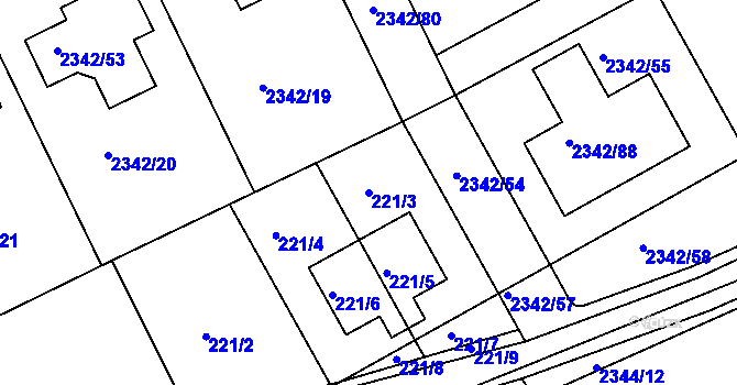 Parcela st. 221/3 v KÚ Lipence, Katastrální mapa