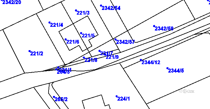 Parcela st. 221/9 v KÚ Lipence, Katastrální mapa