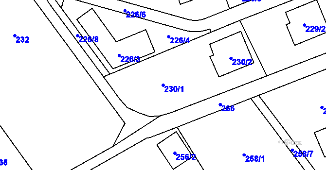 Parcela st. 230/1 v KÚ Lipence, Katastrální mapa
