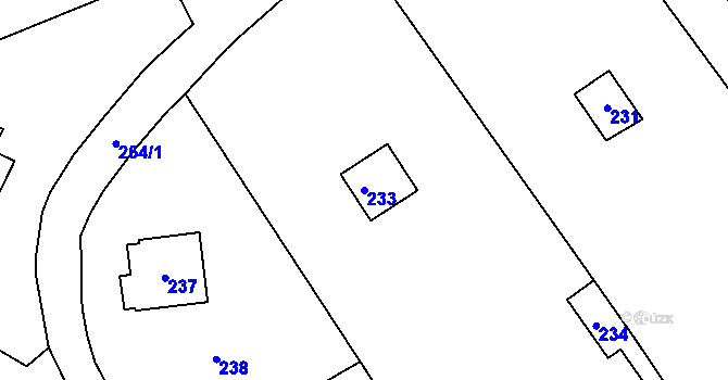Parcela st. 233 v KÚ Lipence, Katastrální mapa