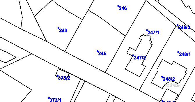 Parcela st. 245 v KÚ Lipence, Katastrální mapa