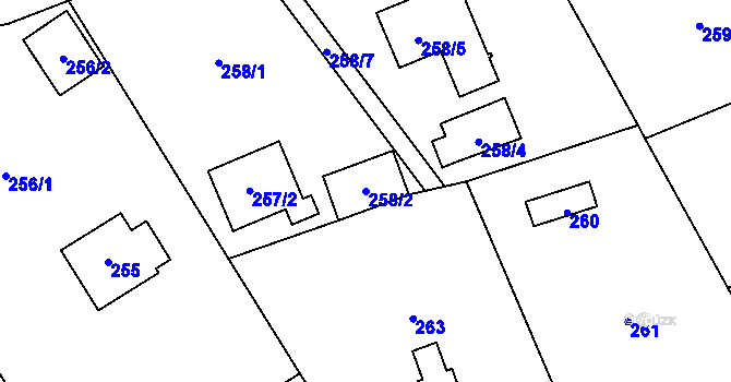 Parcela st. 258/2 v KÚ Lipence, Katastrální mapa