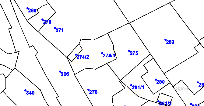 Parcela st. 274/1 v KÚ Lipence, Katastrální mapa