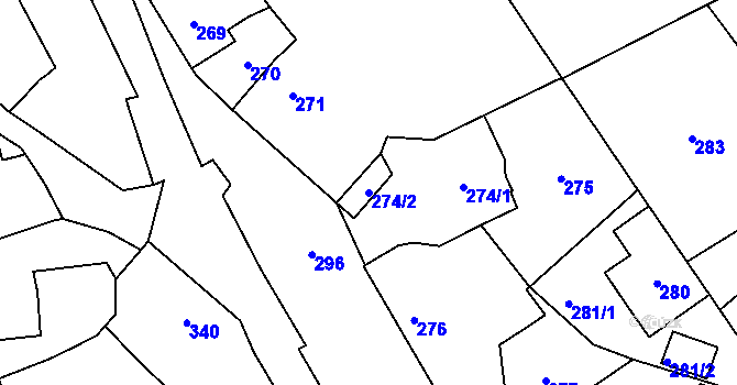 Parcela st. 274/2 v KÚ Lipence, Katastrální mapa