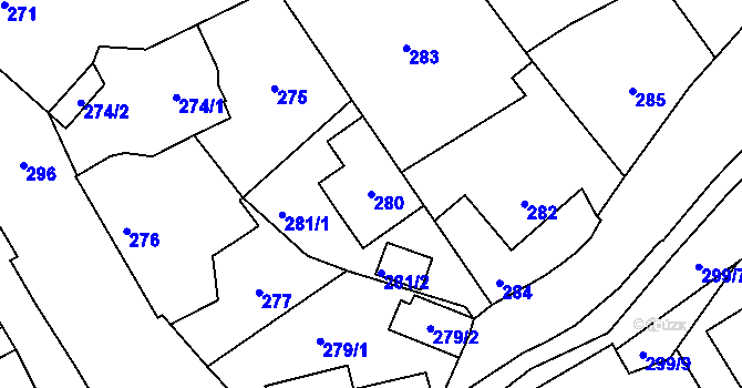 Parcela st. 280 v KÚ Lipence, Katastrální mapa