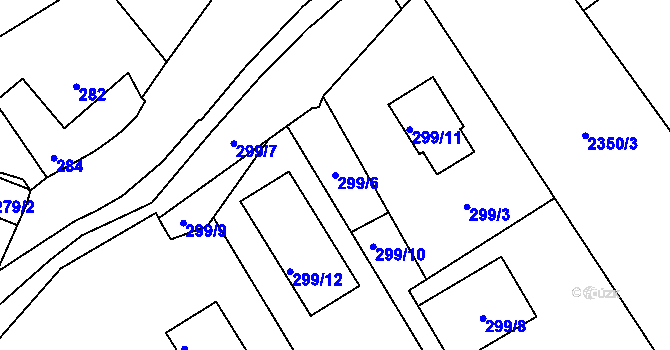 Parcela st. 299/6 v KÚ Lipence, Katastrální mapa