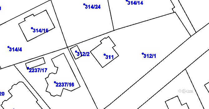 Parcela st. 311 v KÚ Lipence, Katastrální mapa
