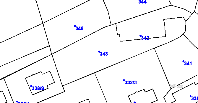 Parcela st. 343 v KÚ Lipence, Katastrální mapa