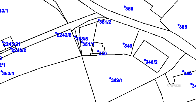 Parcela st. 350 v KÚ Lipence, Katastrální mapa