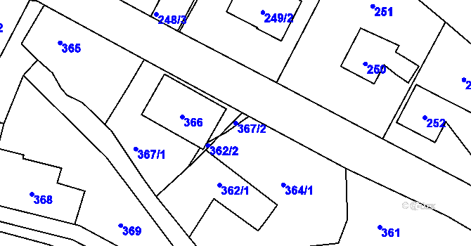 Parcela st. 367/2 v KÚ Lipence, Katastrální mapa