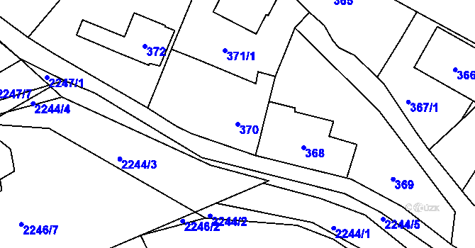 Parcela st. 370 v KÚ Lipence, Katastrální mapa